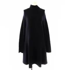 コス COS モックネック フレアニットワンピース ひざ丈 長袖 ウール混 XS 紺 ネイビー /KO ■OS ■SH