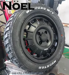 新商品 軽トラ　軽バン ハイゼット エヴリィ アトレー MUDSTAR WANPAKU MT 155/65R14 75Q 14インチ タイヤホイールセット ホワイトレターのサムネイル