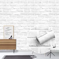 壁紙シール リメイクシート レンガ 10m 透けない 剥がせる 北欧 壁紙 おしゃれ 壁に貼って剥がせる キッチン トレイ 賃貸 防水 シート diy ウォールステッカー (ライトグレーレンガ44X1000cm） 0