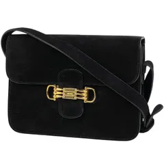 セリーヌ CELINE ロゴ ショルダーバッグ 斜め掛け ショルダーバッグ スエード ブラック レディース 【中古】