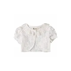 【新品】 [LIANFOR] 子供服 女の子 フォーマル 半袖 ボレロ フォーマル 結婚式 子供 ボレロ 夏 薄 フォーマル ドレス ボレロ カーディガン 発表会子供服 小さな外側の薄いケープ (ホワイト 90)