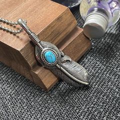 【 新品 送料無料 】 メンズネックレス T79 フェザー 60cm シルバー ネックレス メンズ ステンレス 羽 アメカジ