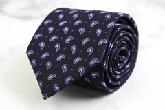 アレクサンダージュリアン ブランド ネクタイ ペイズリー柄 総柄 ハンドメイド PO メンズ ネイビー Alexander Julian 【中古】