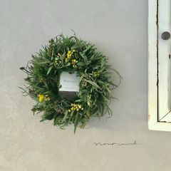 breath of spring アオモジとミモザ　春の野リース　23cm