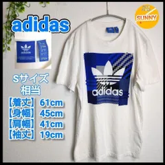 【管理番号 2207azDAE3/5】adidas アディダス トレフォイルロゴ プリント 青 Tシャツ