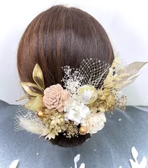 87 ドライフラワー　アメリカンフラワー　ヘアピン成人式前撮り 髪飾り 卒業式