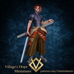 Village's Hope Miniatures | six sword demon young blade master 28mm | 3Dプリント ミニチュア TRPG