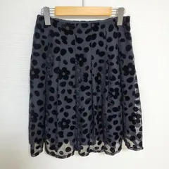 #wnc エムズグレイシー M'SGRACY スカート 38 黒 ドット 花柄 フレア 美品 レディース [771425]