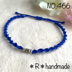 ハンドメイド　ミサンガ　アンクレット　青　アンティークシルバー　レディース　メンズ