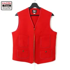 50s vintage WOOLRICH 針刺しバックル フルジップ ウール ハンティングベスト メンズ Mサイズ相当