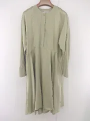 ◇ KBF ケービーエフ URBAN RESEARCH 切替 サテン風 長袖 膝丈 ワンピース サイズONE モスグリーン系 レディース P  【1305040001970】