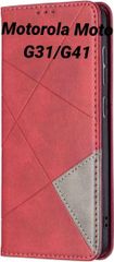 Motorola Moto G31/G41 用スタンド機能 手帳型ケース レッド