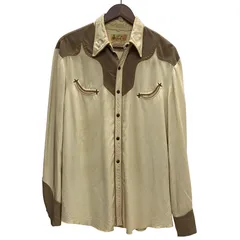 ヴィンテージ vintage 40’s Circle A Western Wear Rayon Gabardine Shirt USA製 長袖シャツ ベージュ 201MT-4446 VB