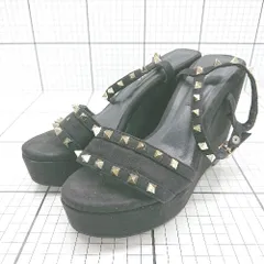 ◇ ⊂ ESPERANZA エスペランザ スタッズ スタッズベルト厚底サンダル サイズS ブラック系 レディース E  【1508200022147】