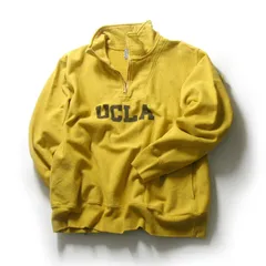 【新品】 UCLA × JOURNAL STANDARD ／ カリフォルニア大学 ×ジャーナルスタンダード　ハーフジップ スウェット トレーナー 両面プリント ヴィンテージ加工 中古加工 こなれ感 マスタード ｜ 春 秋冬