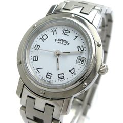 エルメス クリッパー レディース プッシュボタンバックル 白文字盤 CL4.210 HERMES クォーツ 稼動品