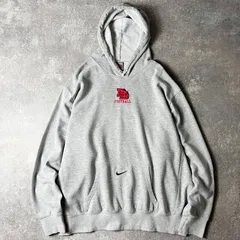 00s NIKE TEAM センター スウォッシュ カレッジ 刺繍 スウェット フード パーカー XXL / 00年代 ナイキ トレーナー スウッシュ グレー