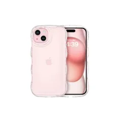 GUAGUA iPhone15 ケース クリア ウェーブ いphone 15 うねうね 透明 ケース TPU 可愛い 韓国 人気 バンパー スマホケース 15 耐衝撃 超軽量 薄型 ワイヤレス充電対応 ストラップホール付き アイフォン15 なみなみ カバー 0