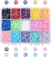 PH PandaHall 8100個 15色 半円パール パールストーン パールスカボション 4mm