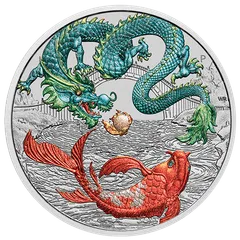 オーストラリア 2023 レッドドラゴン &amp; 錦鯉 銀貨 BU カラー オーストラリア 2023 レッドドラゴン & 錦鯉 銀貨 カラー BU