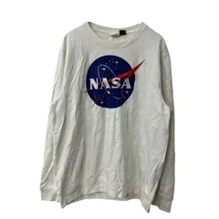 NASA プリントスウェット トレーナー XL ホワイト ナサ 刺繍プリント トップス 古着卸 アメリカ仕入 a708-5994