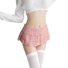 [トカリリ] ミニスカート コスプレ 制服風 レディース チェック柄 プリーツスカート ウエストゴム 撮影用 衣装 かわいい セクシー ショートスカート (チェック柄 ピンク) [チェック柄　ピンク]