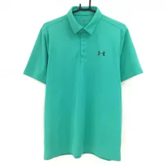 【美品】アンダーアーマー 半袖ポロシャツ グリーン ロゴ黒 メンズ XL ゴルフウェア UNDER ARMOUR