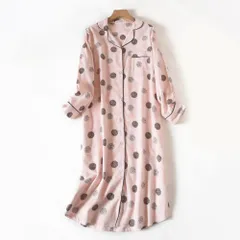 ☆ ピンク×ミズタマ ☆ Lサイズ ☆ ネグリジェ パジャマ lypa11 ネグリジェ ワンピース レディース パジャマ ルームウェア ルームウエア 部屋着 ナイトウェア 寝間着 寝巻き 前開き 長袖 柄 通気性 かわいい 冬 春 秋