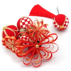 髪飾り ２点セット 京都 西陣 和小物 京あそび MIYAKO ASOBI 赤 成人式 花 浴衣 着物 振袖 袴 七五三 子供 キッズ 結婚式お呼ばれ 卒業式 入学式 髪留め コーム 日本製 和風 送料無料 W 98 CM-H-1062 u992　Si