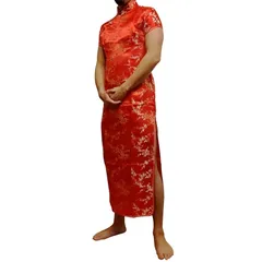 【新品】 [VEROMAN] チャイナドレス 大きいサイズ チャイナ服 コスプレ メンズ 女装可 5X? レッド 1