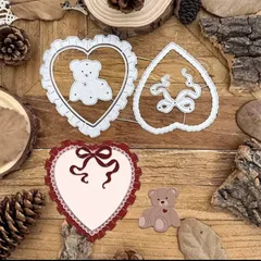 カッティングダイ　レースハートくまさん