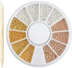 Nail-riche/ネイルリシェ ブリオンパーツ 3カラー4サイズ ラウンドケース入り ウッドスティックセット 3色４サイズ