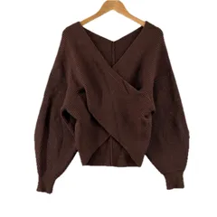 美品 EMODA エモダ 無地 秋冬 AW 長袖ニット レーヨン ブラウン レディース F ニットプルオーバー【古着】【中古】【送料無料】