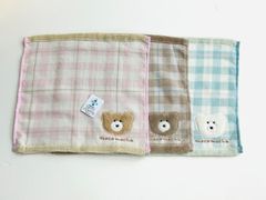 ハンカチ 3枚セット チェックのくまさん かわいい