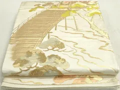 平和屋着物◎六通柄袋帯　渡橋枝松文　金糸　正絹　逸品　DAAT2342qa
