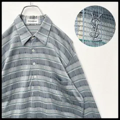 【激レア】YVES SAINT LAURENT　刺繍ロゴ　長袖ポロシャツ　M