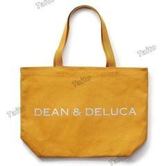 DEAN&DELUCA ディーン＆デルーカ イェロー トートバック エコバッグ コットン ロゴシルバー Lサイズ