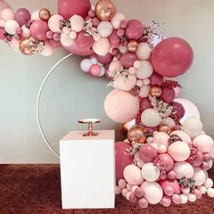 125個パック ローズピンク 紙吹雪バルーン バルーンアクセサリー付き 女の子 ローズピンク 女性 誕生日 ウェディングパーティー センターピース バルーンアーチガーランドキット 背景 エンゲージメント デコレーション用品