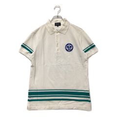 中古 メンズ パーリーゲイツ PEARLY GATES 半袖ポロシャツ 5(L) ホワイト×グリーン 白系 通気性 ボーダー柄 鹿の子編みのサムネイル