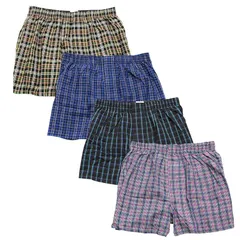 [ステイランド] トランクス 綿100% 4枚セット 6枚セット 前開きボタン付き メンズ (5L, チェック柄4枚セット) 1