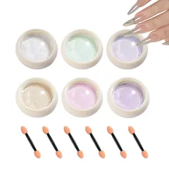 DEVENTORZ ミラーネイル パウダー セット 6色 固形 マニキュア ジェル ネイルパウダー ミラーネイル ネイル パウダー ポリッシュ ネイルパーツ クリア ファッション シンプル デザイン オーロラパウダー トレント ネイルサロン ネイルパーツ 自