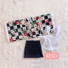 JANAYA ハンドメイド　幼SD服　黒色和風メイド服　3点セット