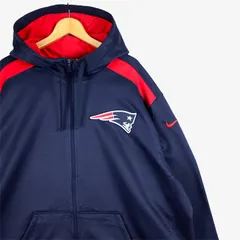 特大 NIKE × NFL 長袖ジップアップパーカー メンズUS-3XLサイズ New England Patriots ネイビー sh-3996