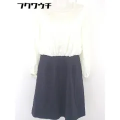 ◇ B:MING by BEAMS バックジップ　切替 長袖 膝丈 ワンピース サイズM アイボリー　ネイビー レディース  【中古】 【1108100003019】