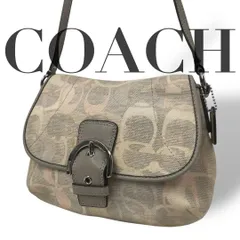 良品 4935 COACH コーチ ショルダーポーチ キャンバス ベージュ