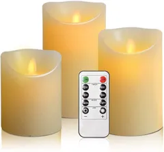 AnnTec LEDキャンドルライト ロウソク 本物の炎のようにゆらめく3点セット 暖色光 火を使わない ゆらゆら揺れる 安全 省エネ 専用リモコン付き 明るさ調整 電池式 LEDライト キャンドル