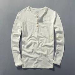 Tシャツ カットソー メンズ 長袖 無地 ヘンリーネック 綿100％ 柔らかい カジュアル シンプル 春 新作 SxOU671