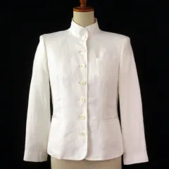 ブルックスブラザーズ BROOKS BROTHERS IRISH LINEN ジャケット スタンドカラー リネン 0 白 ホワイトのサムネイル