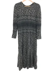 Toyoko Saito トヨコサイトウ  総柄ニットワンピース サイズ:表記なし  ブラック  レディース 　241011009970