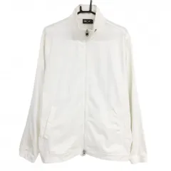 アディダス ジャケットブルゾン 白 ロゴグレー 袖3ライン メンズ O/XG ゴルフウェア adidas